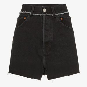 VETEMENTS Raw Hem Frayed Denim Mini Skirt